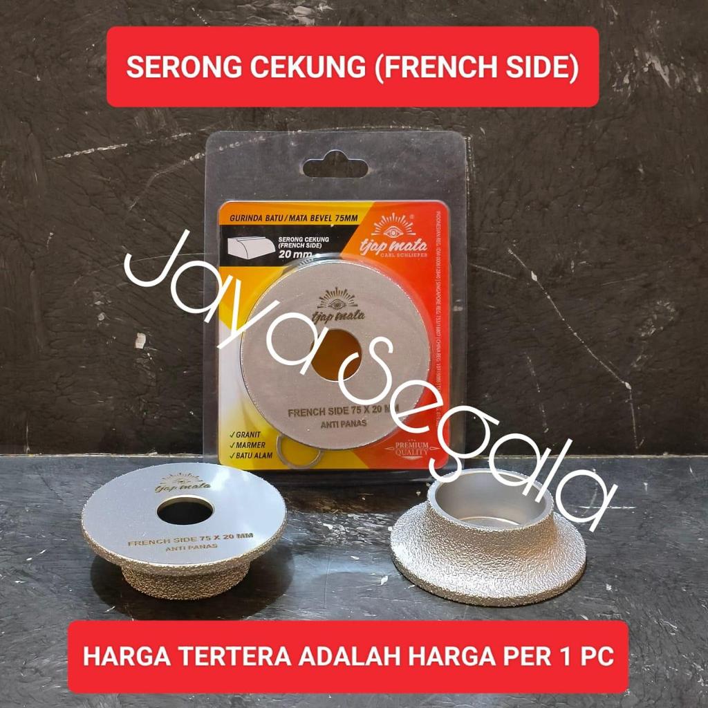 Tjap Mata batu gerinda pinggul granit 3 inch Serong Cekung 75 x 20 MM