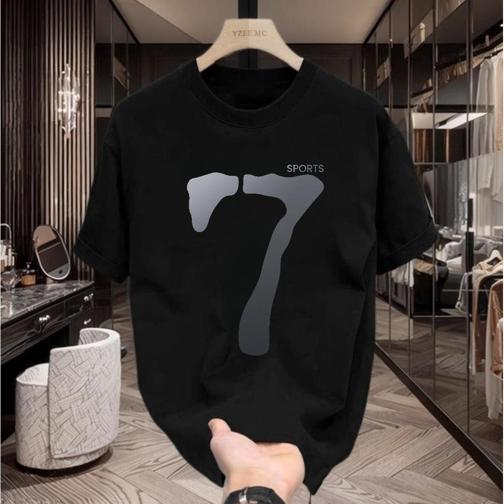 Kaos Pria dengan nomor 7, Graphic tee,Kaos tongkrongan,Baju gondes,Baju cowok skena,Kaos,Kaos sporty