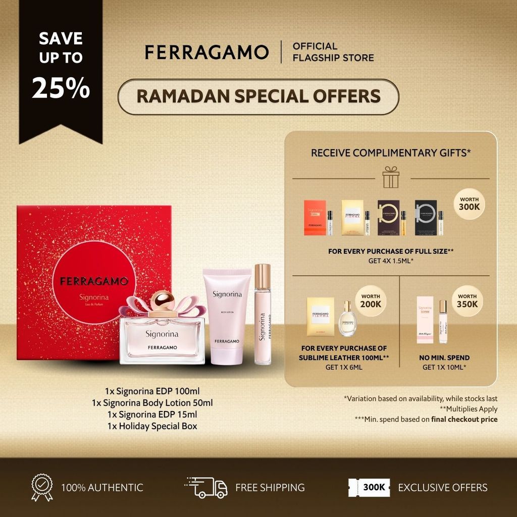 Ferragamo Signorina EDP Set - Signorina EDP 100ml, Signorina Body Lotion 50ml, Signorina EDP 5ml, Ho