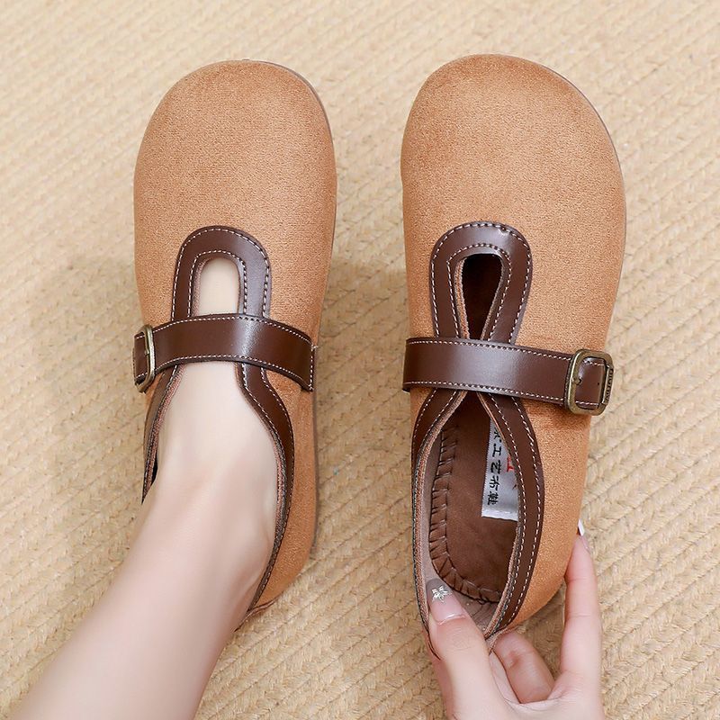 Casual shoes for commuting, suede shallow slip-on non-slip flat shoes with light soles