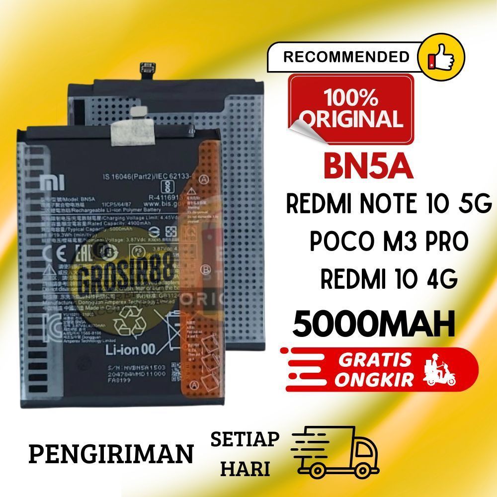 BATERAI XIAOMI REDMI 10 4G / REDMI NOTE 10 5G / POCO M3 PRO 5G BN5A 5000MAH ORI BERGARANSI