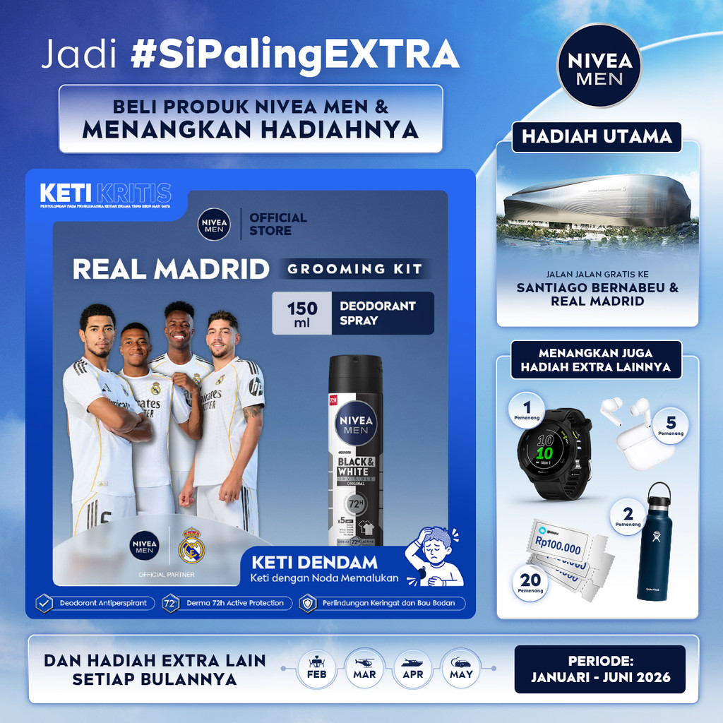 NIVEA MEN Deodorant Spray Black & White Invisible Original 150ml - Deodoran semprot pria melawan bak