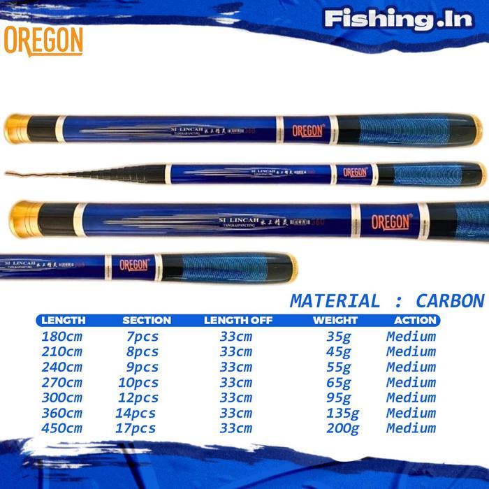 Joran Tegek Ros Pendek Oregon Silincah 180cm sampai 450cm - Tanpa Box, 180cm