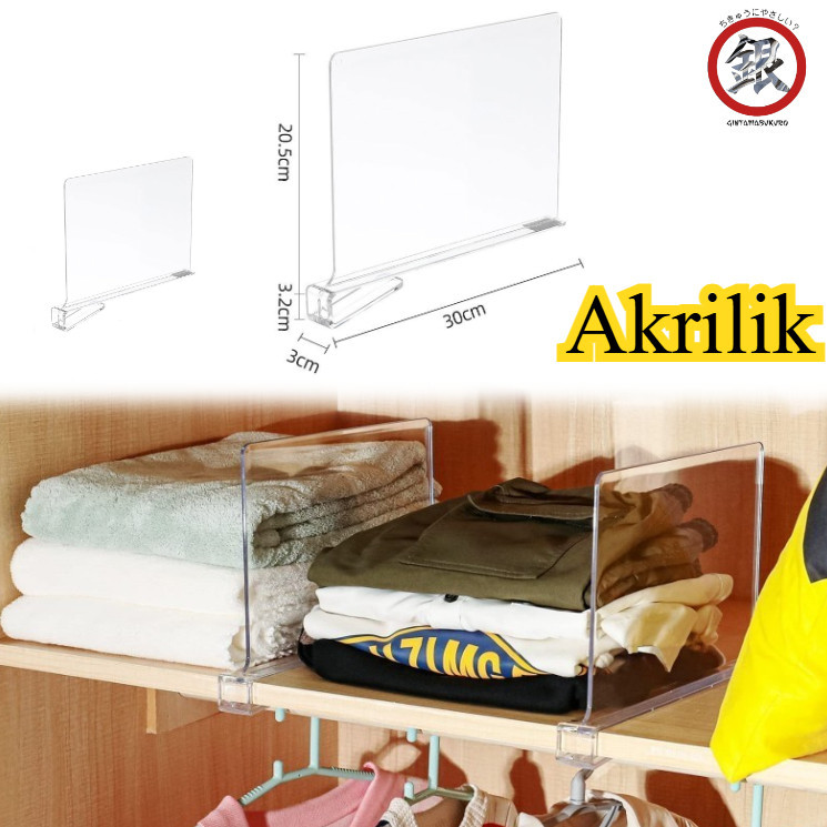 Sekat Pembatas Rak Laci Lemari Akrilik Sekat Lemari Buku/ Lemari Pakaian Transparan Sekat/  Sekat Le