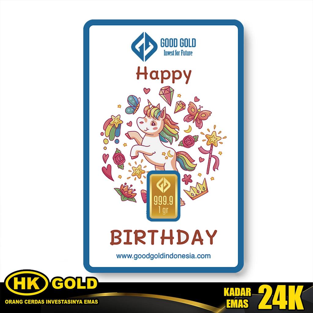 Logam Mulia 24K GGI 1 GRAM HAPPY BIRTHDAY HK GOLD