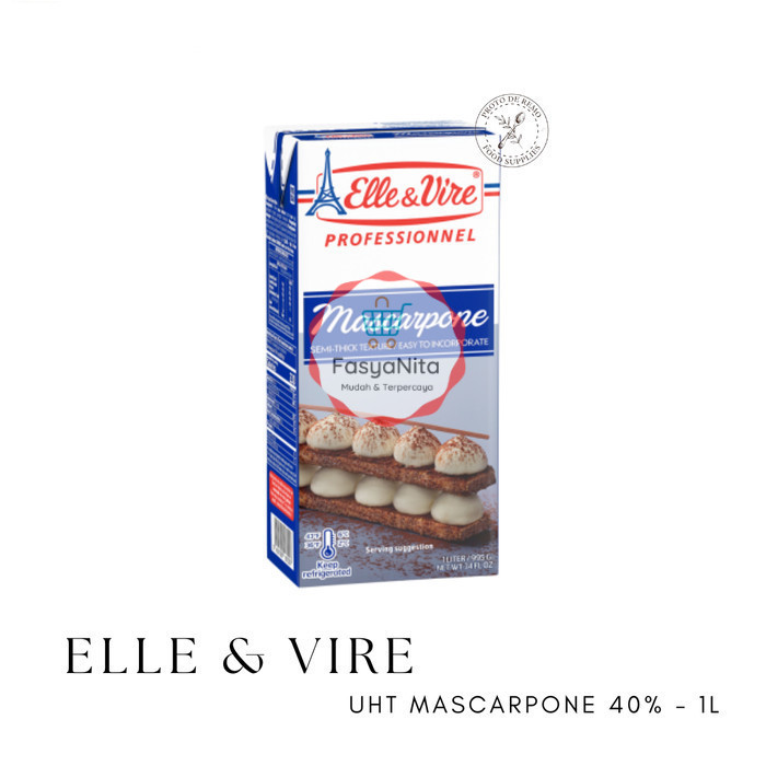 Elle Vire UHT Mascarpone Cheese Cream Semi Liquid 1L - Fasyanita Online Fresh Mart Denpasar