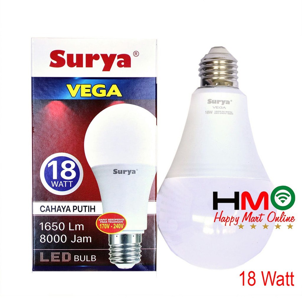 Surya Vega Bohlam Lampu LED Bulb Putih 18 Watt Surya Best Seller