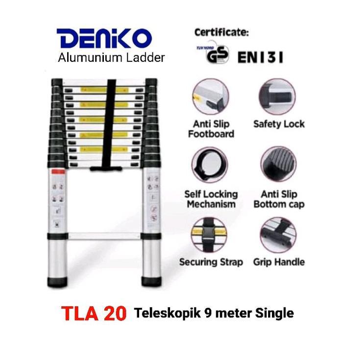 Tangga Teleskopik 9 Meter Single Alumunium Ladder DENKO TLA 20 - 6.2 meter