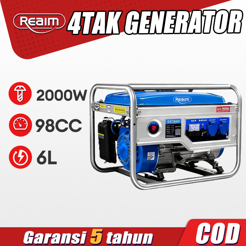 SS REAIM Mesin Genset 4000W Genset Portable Pembangkit Listrik 210CC Mini untuk Rumah Tangga Outdoor