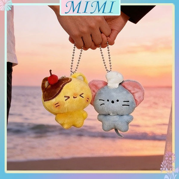 Gantungan Kunci Boneka Berbulu Kucing Dan Tikus Kecil Yang Lucu / Boneka Berbulu Kartun Untuk Tas / 