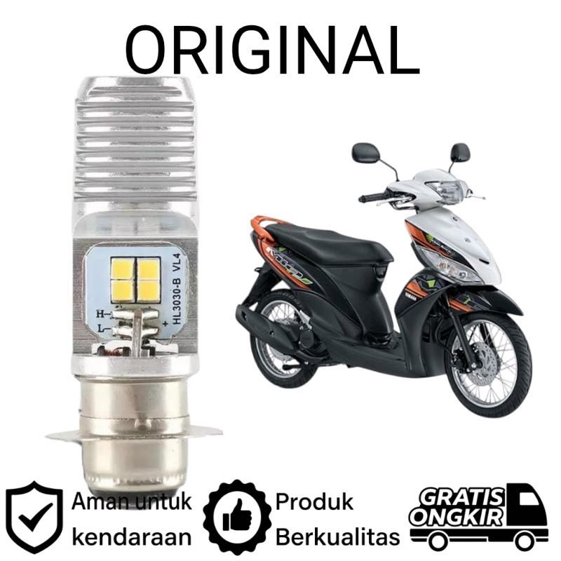AM 1pcs Lampu depan LED H6 6 Mata Putih terang motor Yamaha Mio J