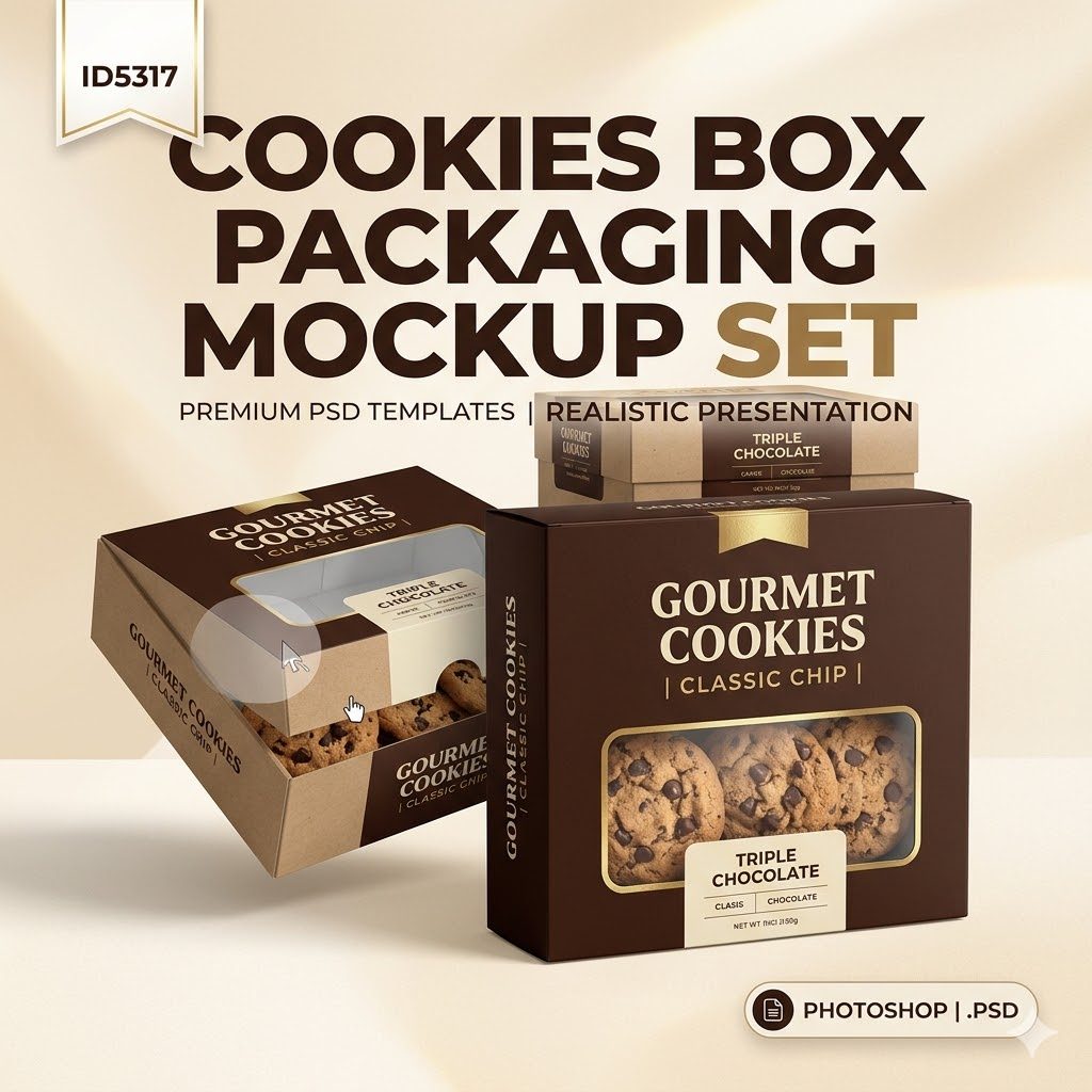 ID5317 - Cookies Box Packaging Mockup Set