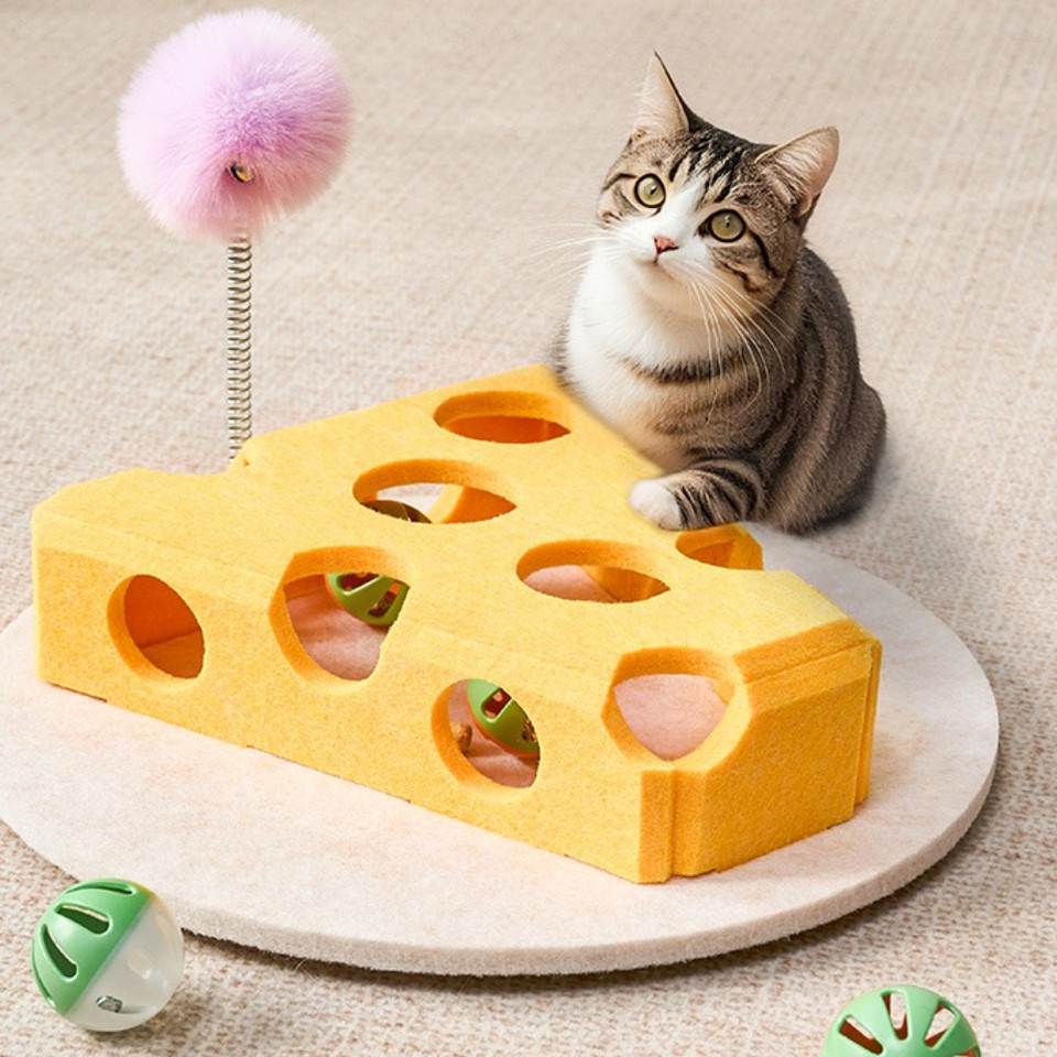 Maze eese Felt Cat Toy Self-entertainment Boredom Buster Little Cat Bell Ball Cat Teaser