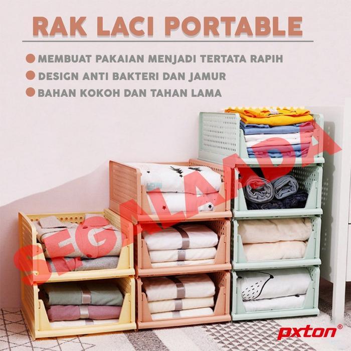 Promo RAK LACI LIPAT STORAGE BOX RAK PAKAIAN SUSUN Barang Rak Baju - RAK LACI LIPAT PINK Terlaris