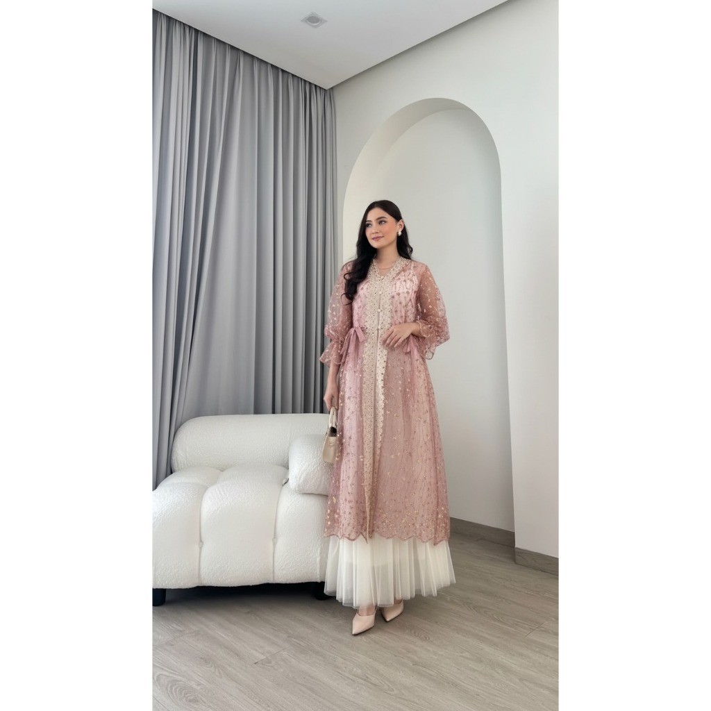 Amora Outer brokat tile premium terbaru mewah elegan Lengan Panjang Tunik