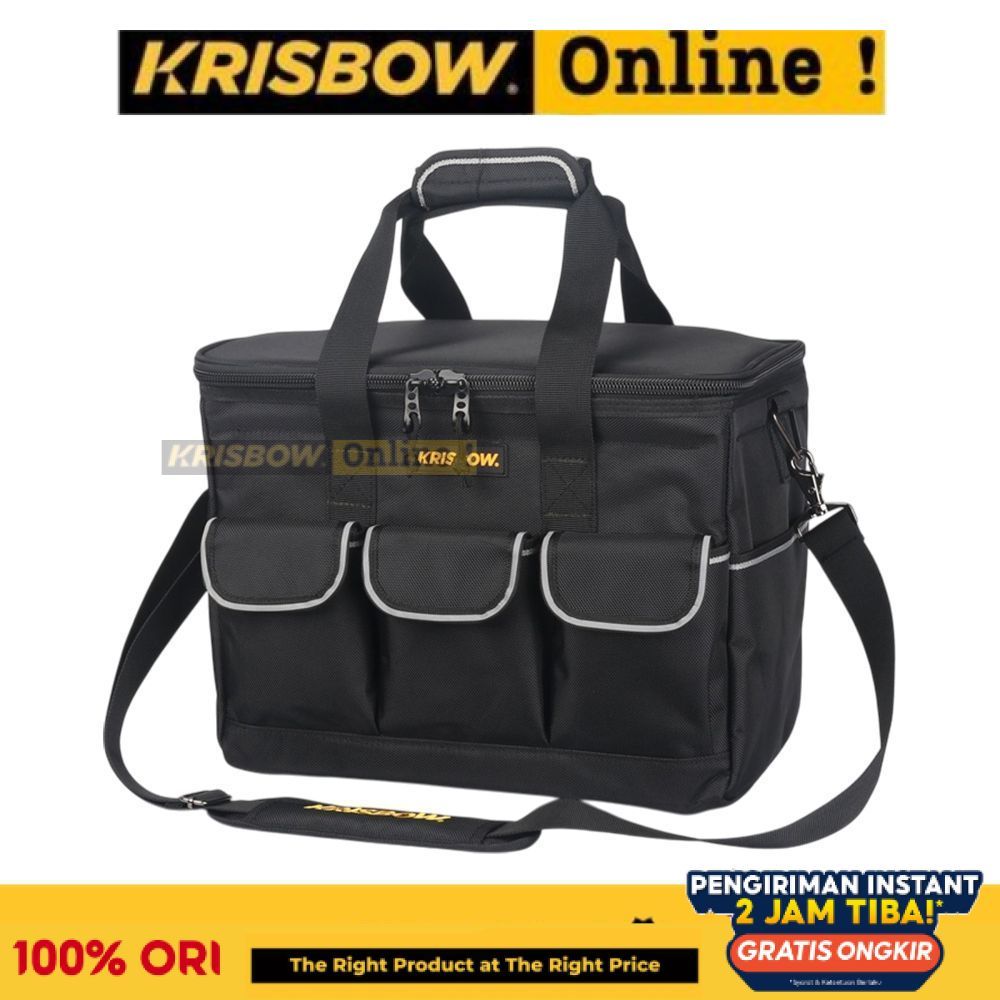 Krisbow Tas Perkakas Backpack 15 Kompartemen LRTBP1 - Hitam Tool Bag Tool Pouch Kantong Alat