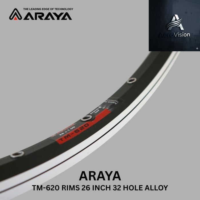 aero- Araya TM-620 Rims 26 Inch 32/36 Hole Alloy Velg Sepeda 26x1.50 - 32 hole