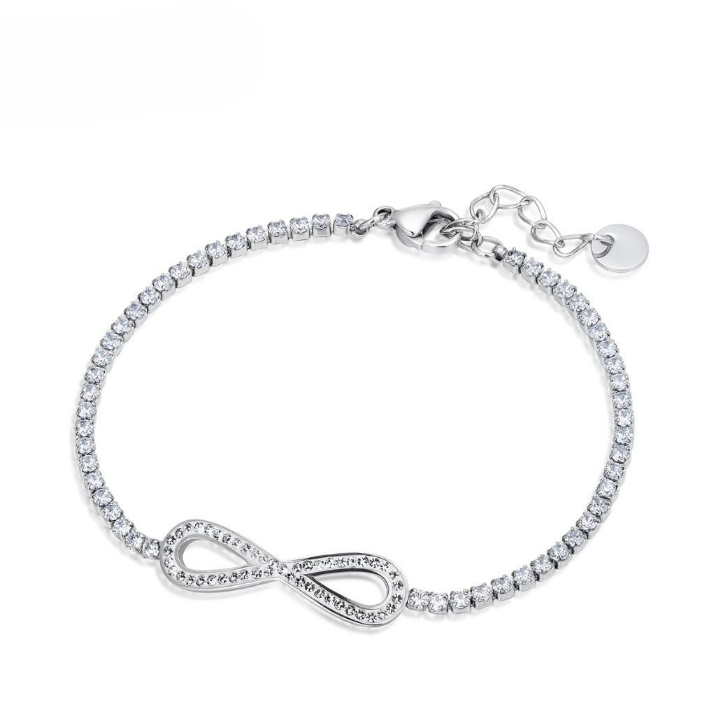 Gelang Infinity Gelang Titanium Wanita Anti Karat Lapis Platinum Anti Alergi