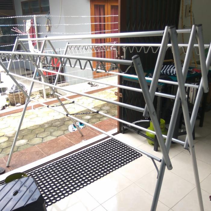 jemuran baju aluminium besar hanger silver