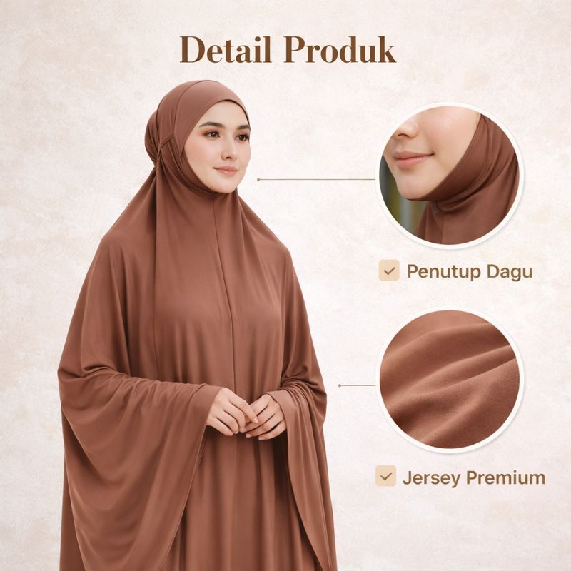 Mukena Jersey Dewasa Khadijah Penutup Dagu | Premium