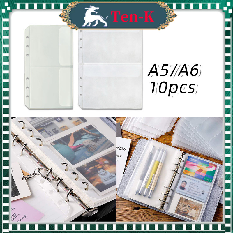 A5 A6 10Pcs Binder Kantong / Sleeve Binder / Sleeve Ziplock / Zipper Pouch PVC