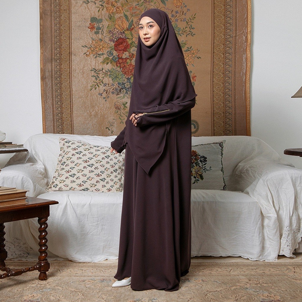 Lozy Hijab - Syaza Abaya Lozy X Cut Syifa (Abaya Gamis French Khimar Nadem Anti UV Haji dan Umrah)