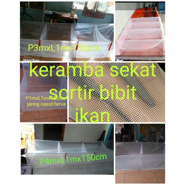 Keramba Ikan Kecil Jaring Kain Halus Sekat 4 Kelambu Ikan Jaring Tetas Burayak Ikan Larva