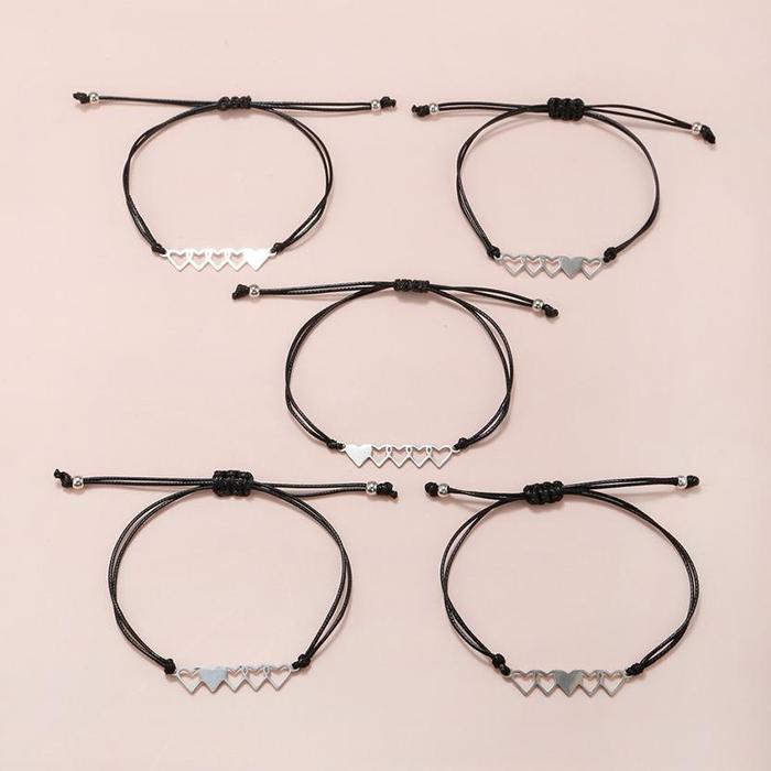 Premium 1 Pasang Gelang Couple Pasangan Double Heart Love Bracelet Gelang Adjustable Gelang Persahab