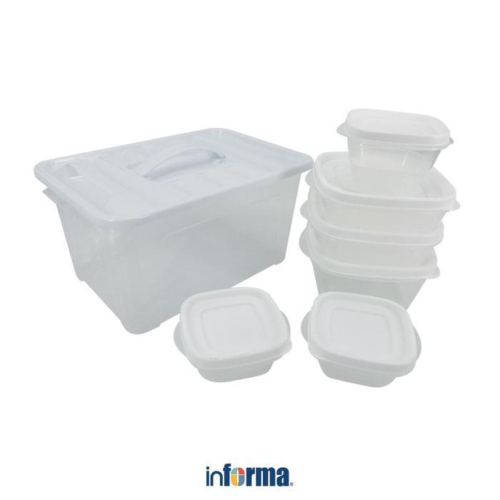Kurnomisoft Informa Appetite Set 11 Pcs Videl Wadah Makanan - Putih Box Kontainer Penyimpanan Organi
