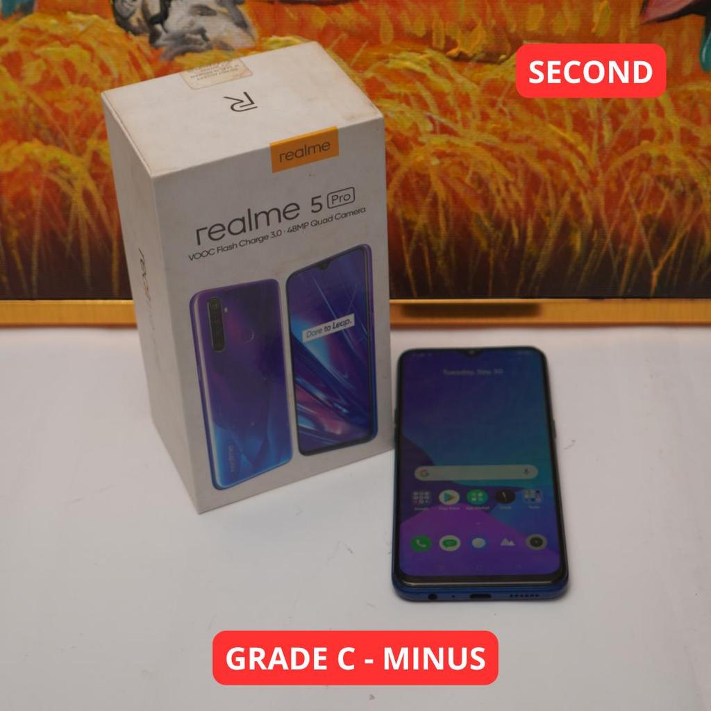 REALME 5 PRO 8/128 GB GRADE C - MINUS HP SECOND ORIGINAL SINAR MUTIARA CELL