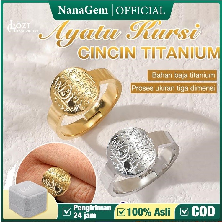 [HOT Promo]Cincin ayat kursi titanium anti karat lafadz allah muhammad tulisan arab islam muslim for