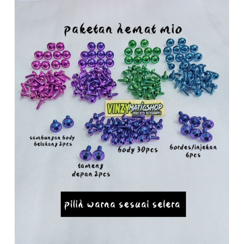 paketan baut titanium Mio sporty Mio smile isi 40baut