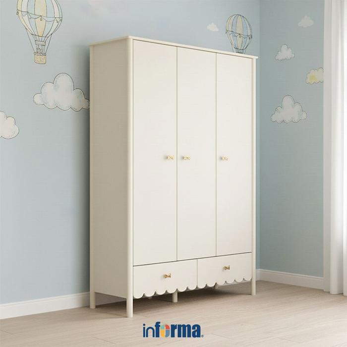 PROMO GASPOLL Informa Blossom Lemari Pakaian 3 Pintu Tarik - Putih Lemari Baju Almari Baju Lemari Ka