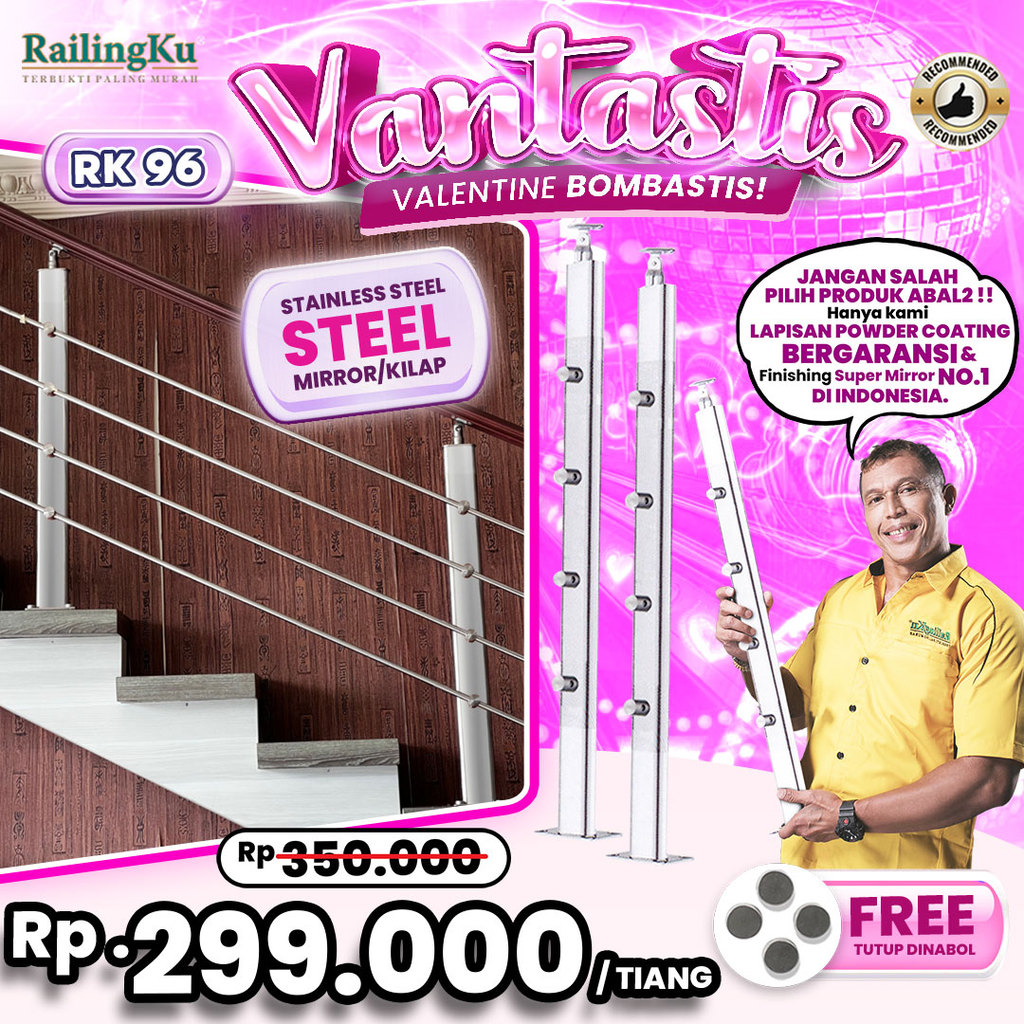 Railing Tangga Pipa Jari Jari Minimalis Tiang Railingku [VANTASTIS] RK 96 Railing Anti Karat Free Pe