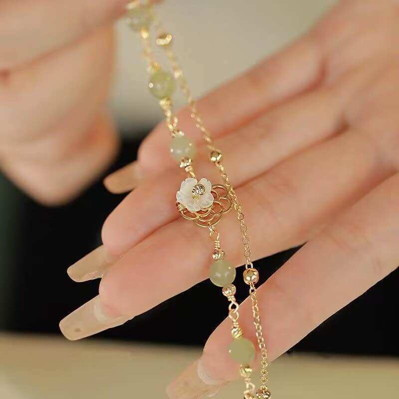 Gelang S925 Giok Natural Jade Double Layer - Gelang Batu Giok Hetian Berlapis 24K - Gelang Austin Br