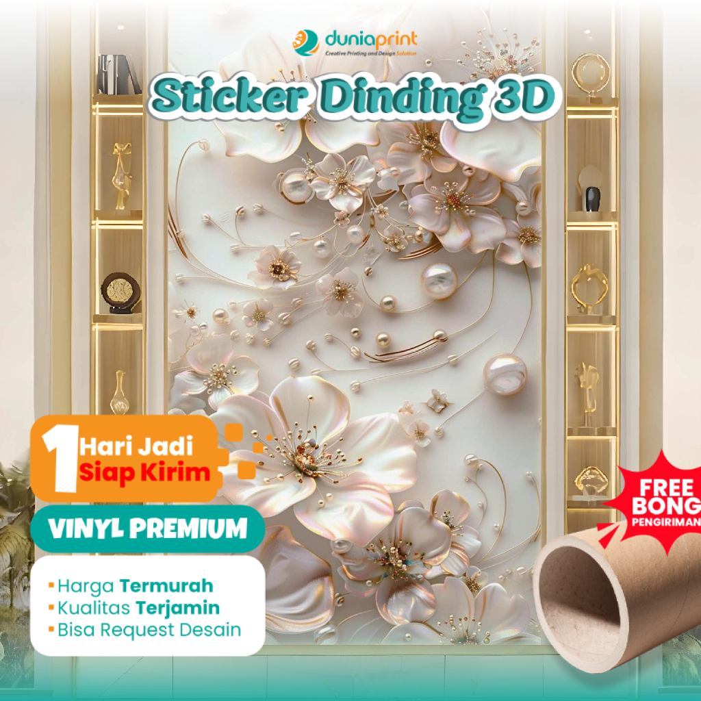 Stiker Dinding | Stiker Dinding Bunga 3D | Stiker Dinding Motif Bunga 3D | Stiker Dinding Gambar Bun
