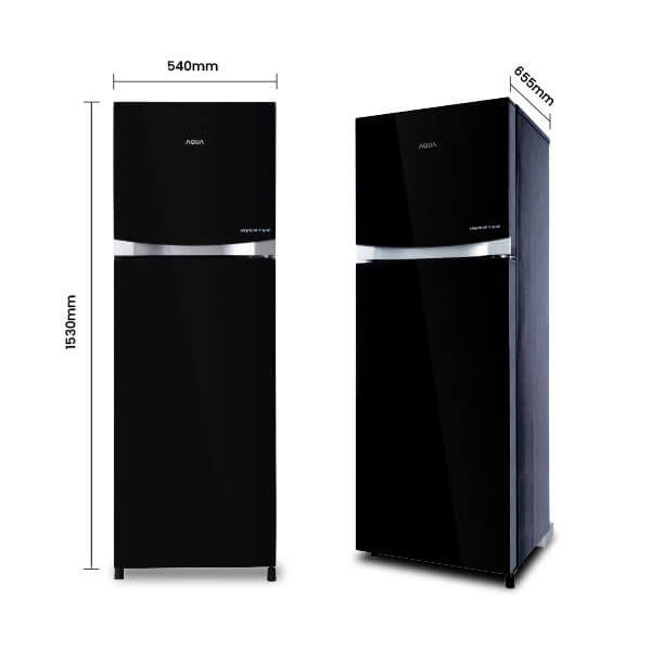AQUA Kulkas / Lemari Es 2 Pintu Inverter Black glass AQR-D275R(WBK)