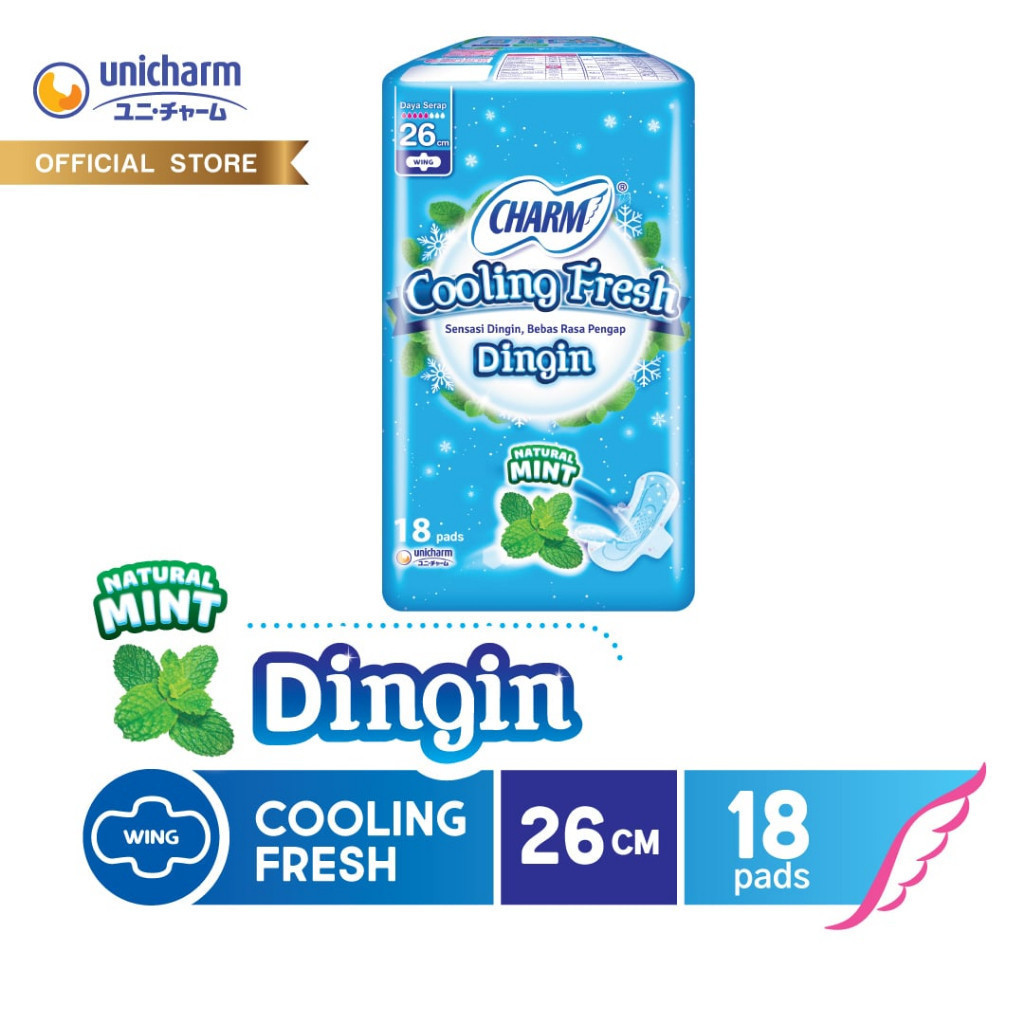 Charm Pembalut Cooling Fresh Wing Long 26cm 18 pads