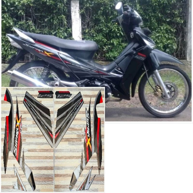 striping original Honda Supra X 125 D hitam silver tahun 2008 2009