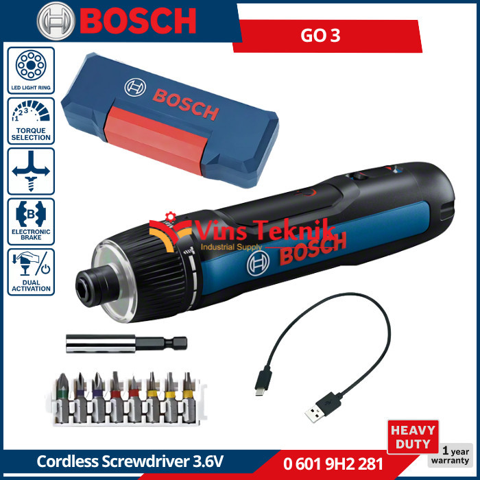 BOSCH GO 3 Mesin Obeng Baterai Cordless Screwdriver 3.6 Volt GO Gen 3 Gen3 USB