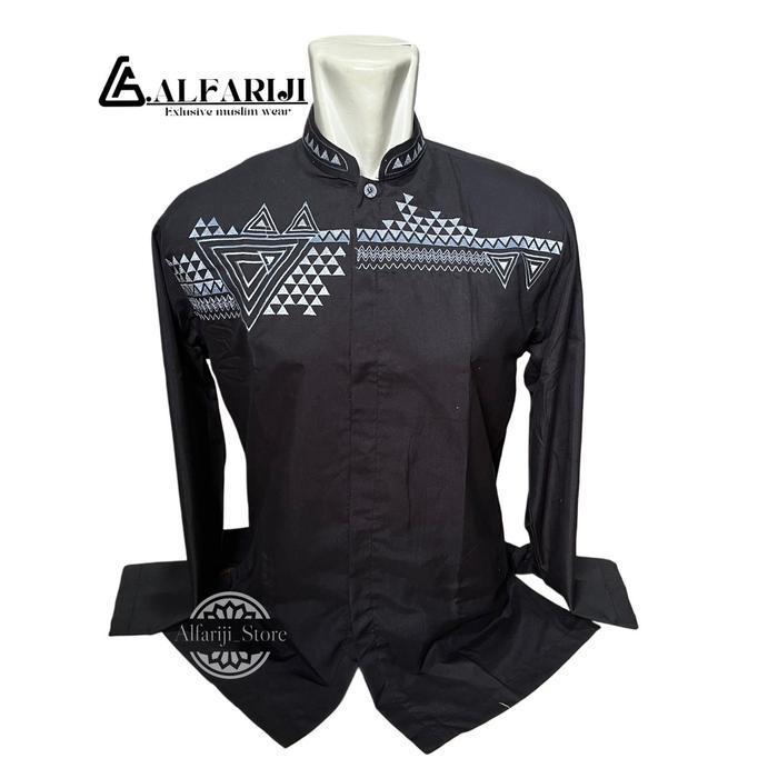 Promo ￼Baju koko pria lengan panjang katun baju muslim pria lengan panjang bordir / Koko dewasa / Ko