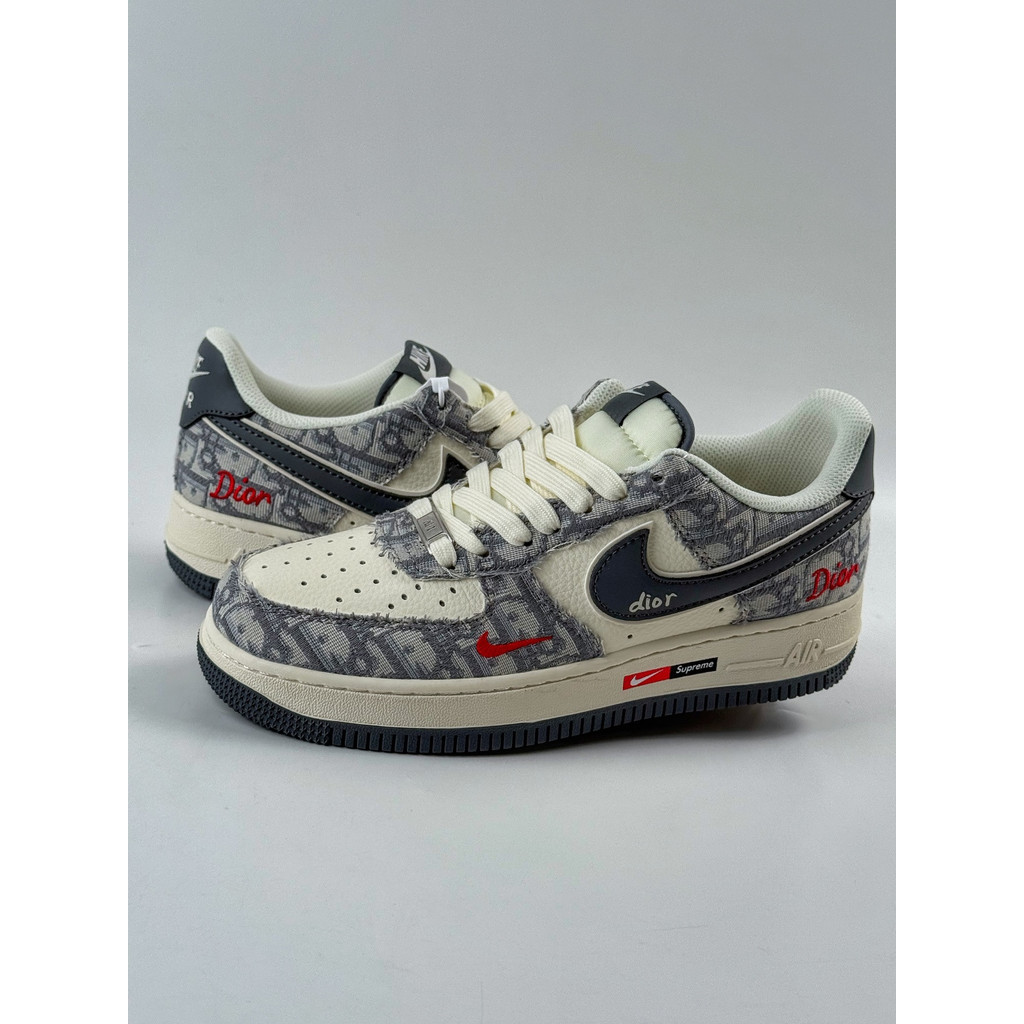 AF1 Low 07 x DIOR Abu Putih Swoosh Kecil Original COD Stok Baru
