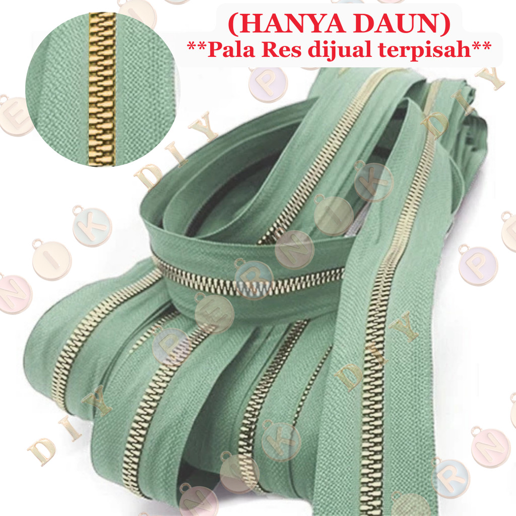 Daun Resleting BESI (2 Arah - GIGI BESAR) No. 5B (463 Sage) EMAS MUDA - Aksesoris Tas (IMPORT)