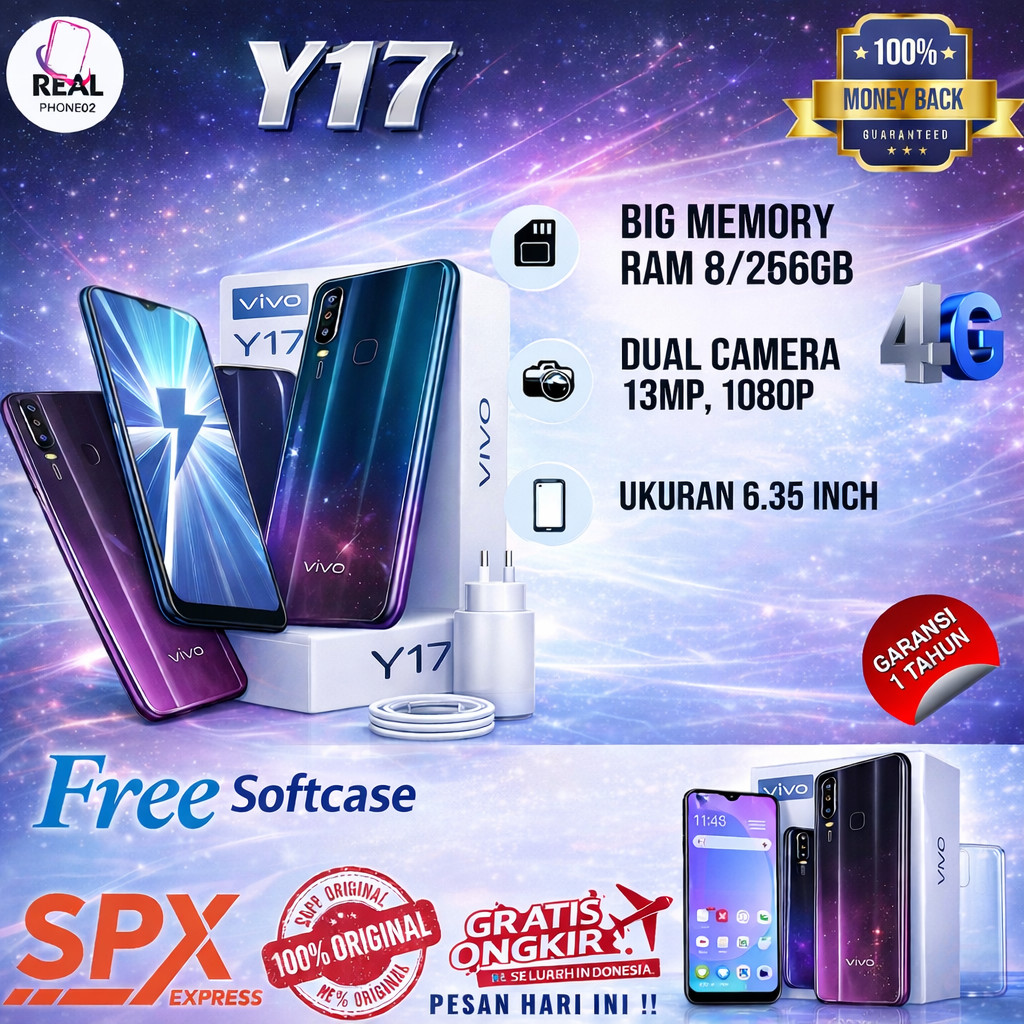 PROMO Smartphone HP Vivo Y17 asli ori handphone RAM 8/256GB Camera 13MP