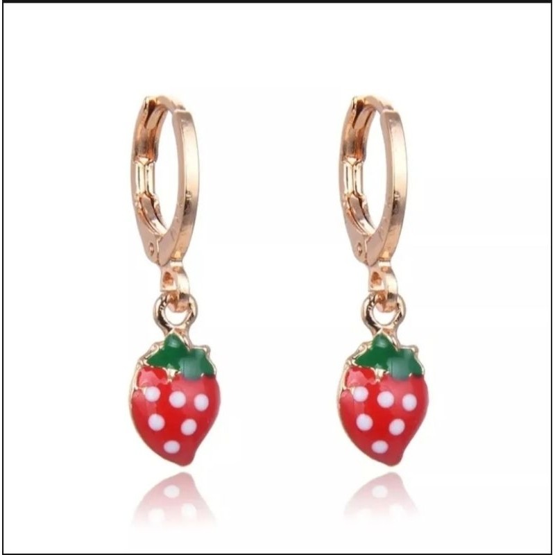 ~DISC~ Anting Anak Motif Strawberry Titanium Gold  CENTRAL AKSESORIS INDONESIA