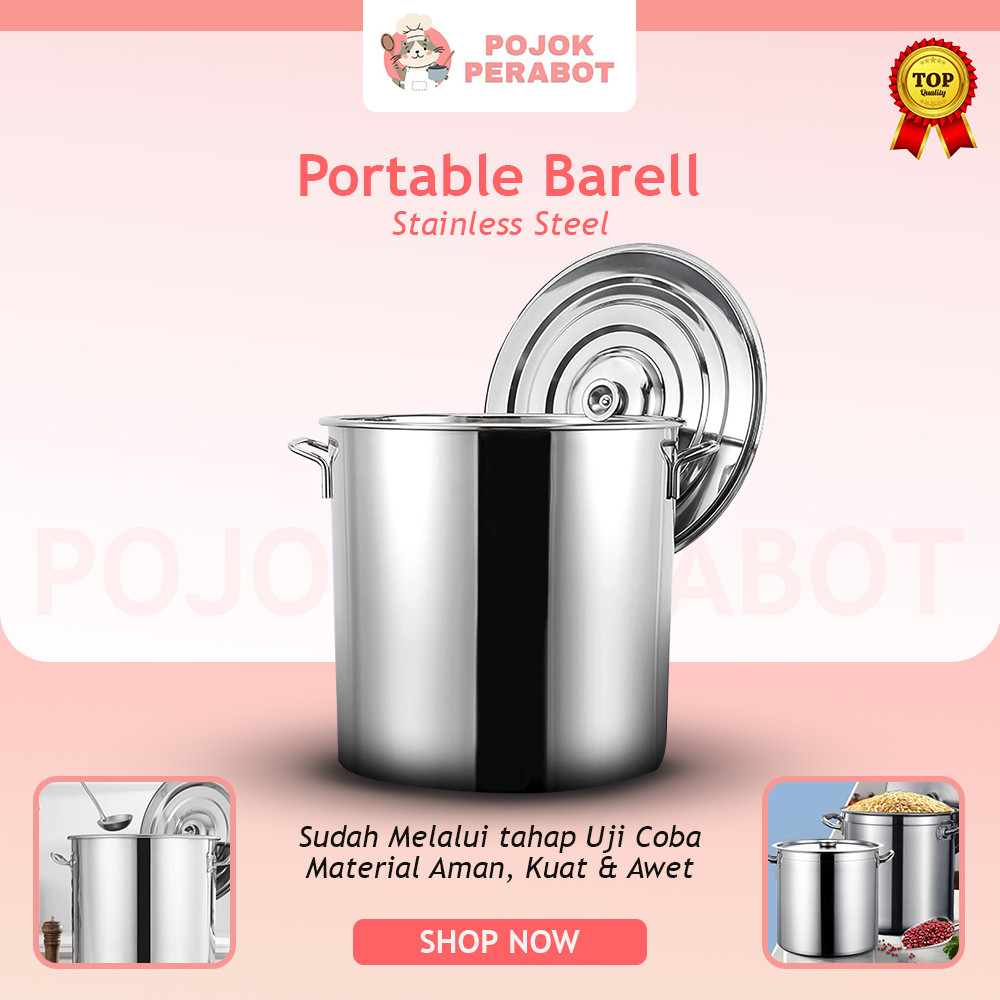 Dandang Panci Jumbo Tebal Stainless Steel 304 Panci Stockpot Tebal Panci Bakso Panci Kukus