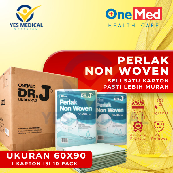 HARGA GROSIR Underpad Dr. J Perlak Alas Popok 60 x 90 cm Onemed 1 Karton Isi 10 Pack / Underpad 60x9