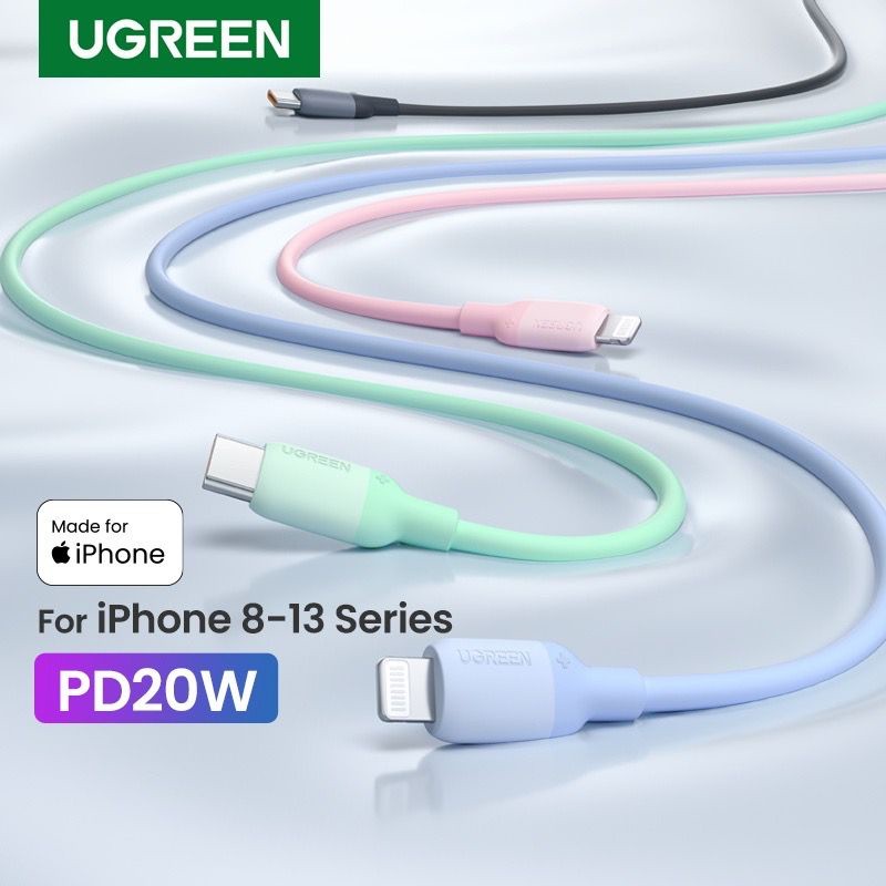 Ugreen USB C to Lightning MFI Cable 1M Liquid Silicone Untuk IPhone