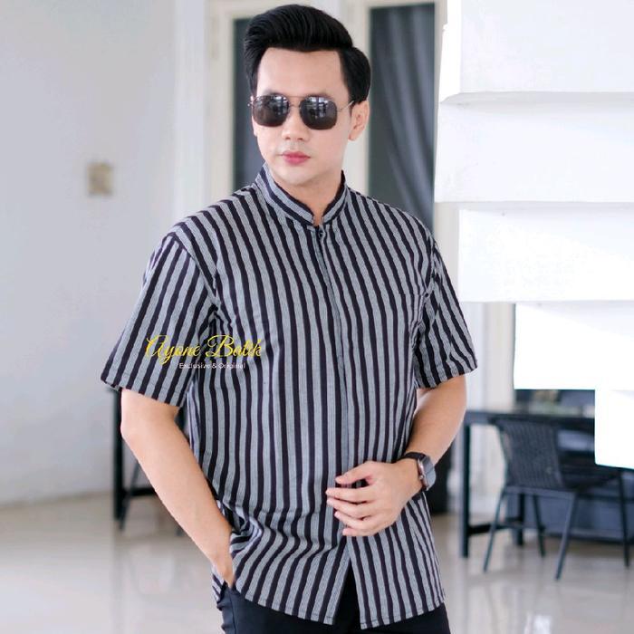Kemeja Tradisional Lurik Pria Lengan Pendek Baju Lurik Pria Ekslusif Bahan Lurik Tenun Premium Adem 