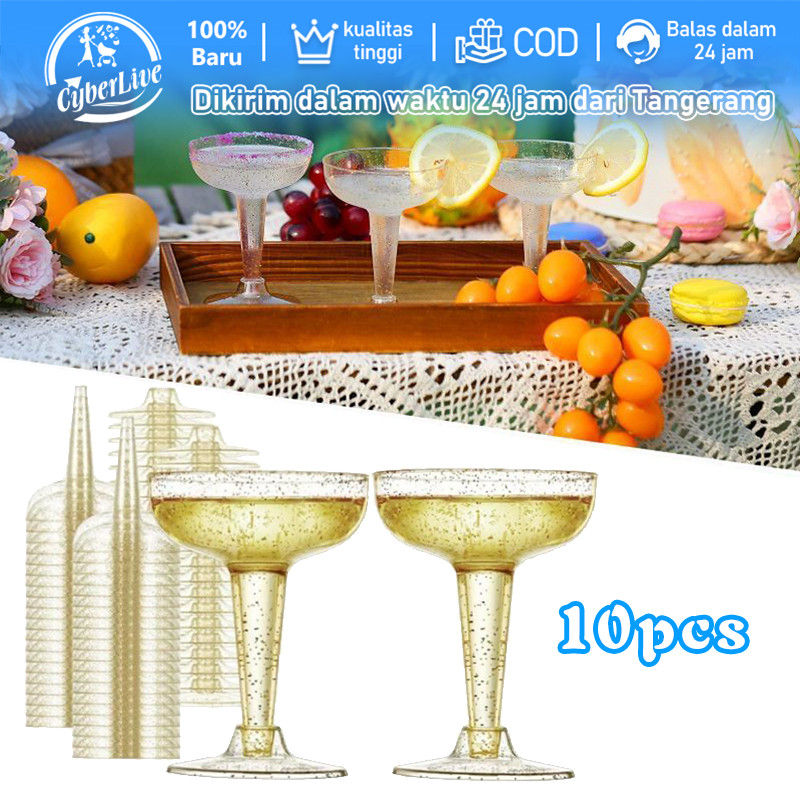120ml Gelas Champagne Disposable 10pcs Gelas Koktail Plastik Gelas Wine Glass Plastik
